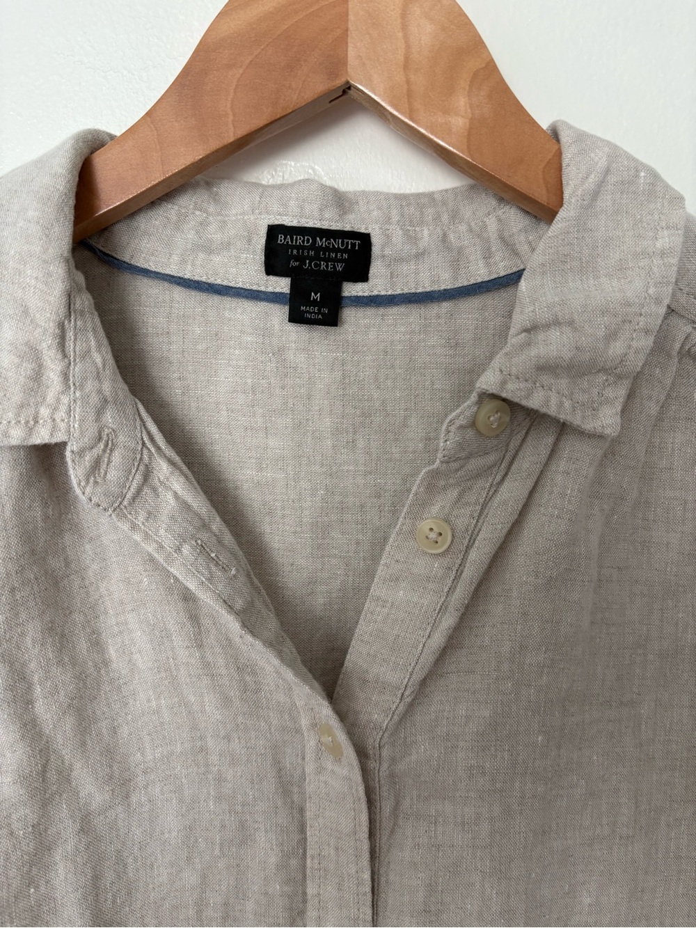 J.Crew Beige Linen Button-Down Shirt dress size medium - Picture 2 of 7